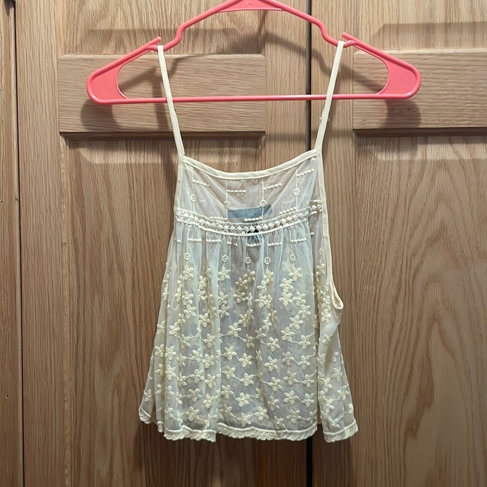 Sheer crocheted crop tank
